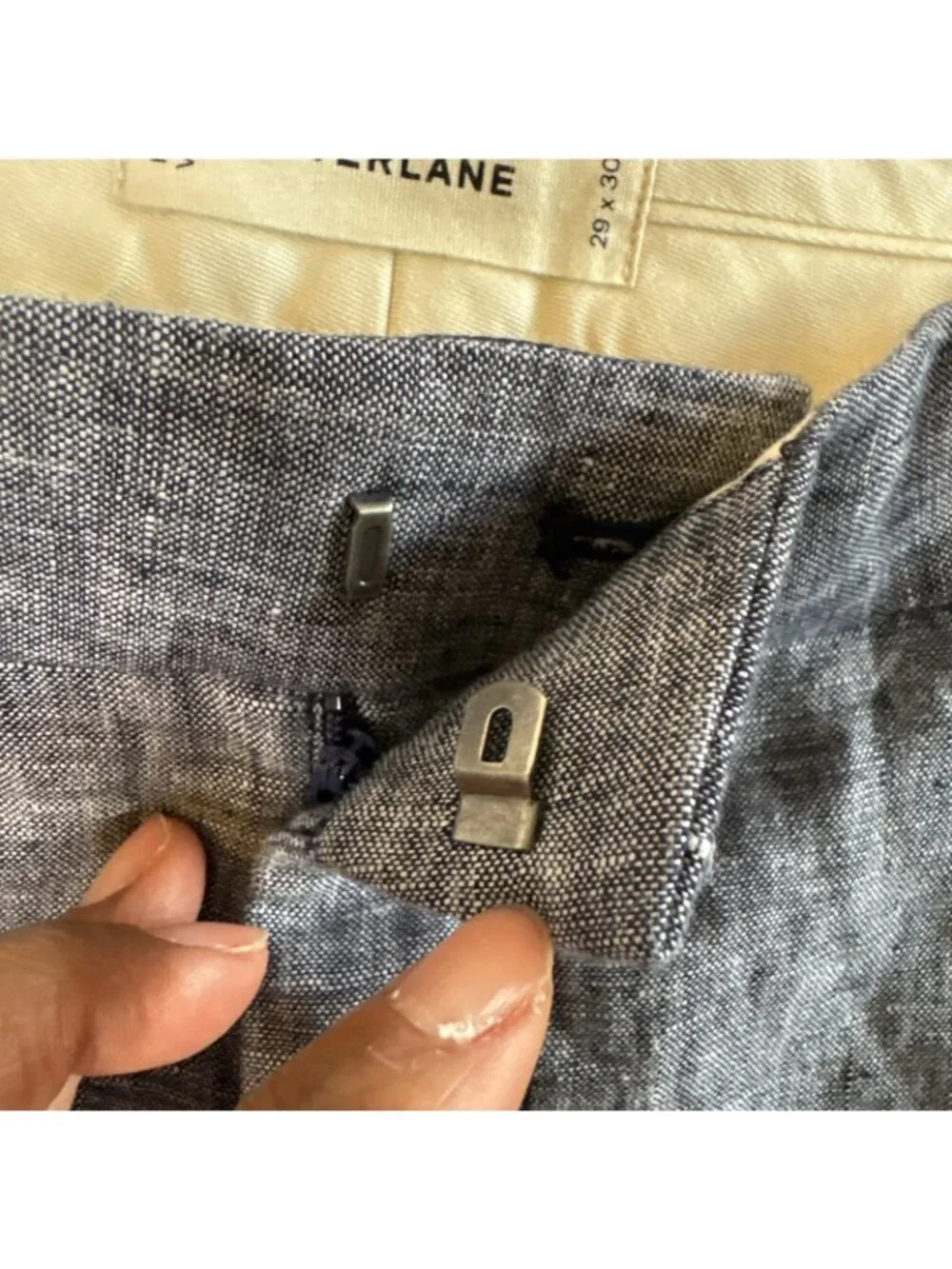 Everlane 100% European Flax Linen Pants Mens 29x30 Blue Chambray Straight Leg